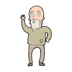 cartoon old man waving,