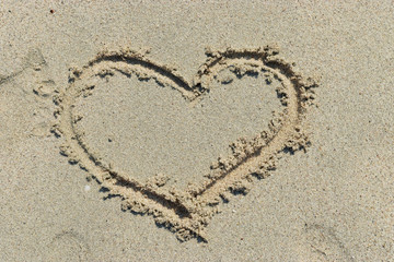 heart shape image on sand