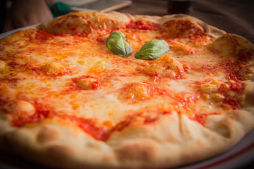 Hot Italian pizza. 
Bubbling hot cheese.