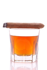 Cigar On Whiskey Glass No Ice