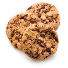 Chocolate cookies isolated on white background cutout