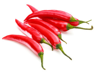 red chili or chilli cayenne pepper isolated on white  background