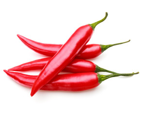 red chili or chilli cayenne pepper isolated on white  background
