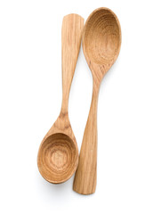 Carving wooden spoon isolated on white background cutout