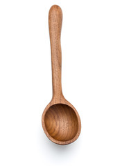 Carving wooden spoon isolated on white background cutout