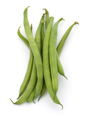 Green beans handful isolated on white background cutout