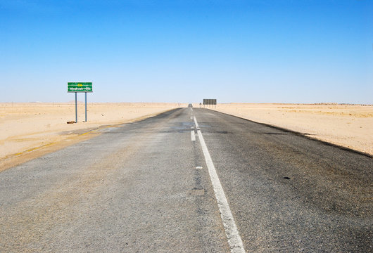 Road through the Namib Desert to Windhoek, Namibia Africa