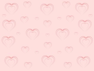 Fototapeta na wymiar Light pink background with dark pink hearts