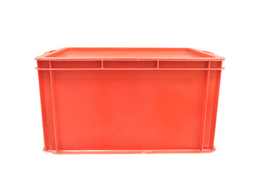 Red plastic box packaging of finished goods product