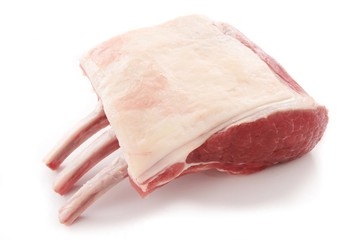 raw lamb rib rack