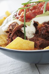 tortilla chips with pulled pork