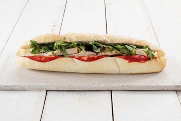 chorizo and chicken salad sub