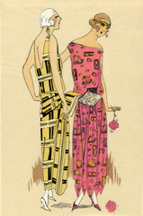 Fashion illustration from a French fashion magazine during the 1920s.
