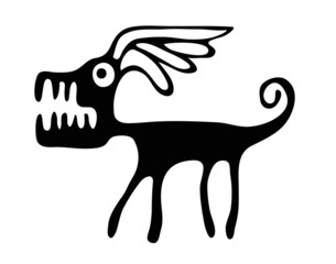 black vector dog in native style