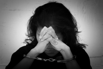 black and white tone-Slave,Human Trafficking concept