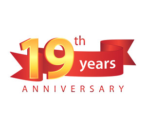 19 Ribbon Anniversary Logo