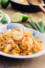 Thai Food : Padthai Thai noodle style on the wood desk