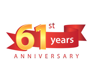 61 Ribbon Anniversary Logo