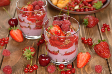 Dessert of yogurt and berries