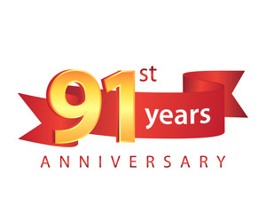 91 Ribbon Anniversary Logo