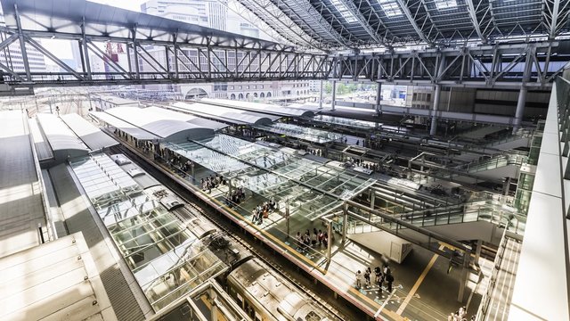 Time-lapse of commuters at Osaka Station in Osaka, Japan.