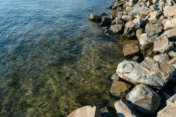 rocks on the shore of Lake Baikal
