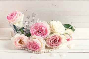 Background with sweet pink roses