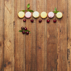 sweets on wooden background