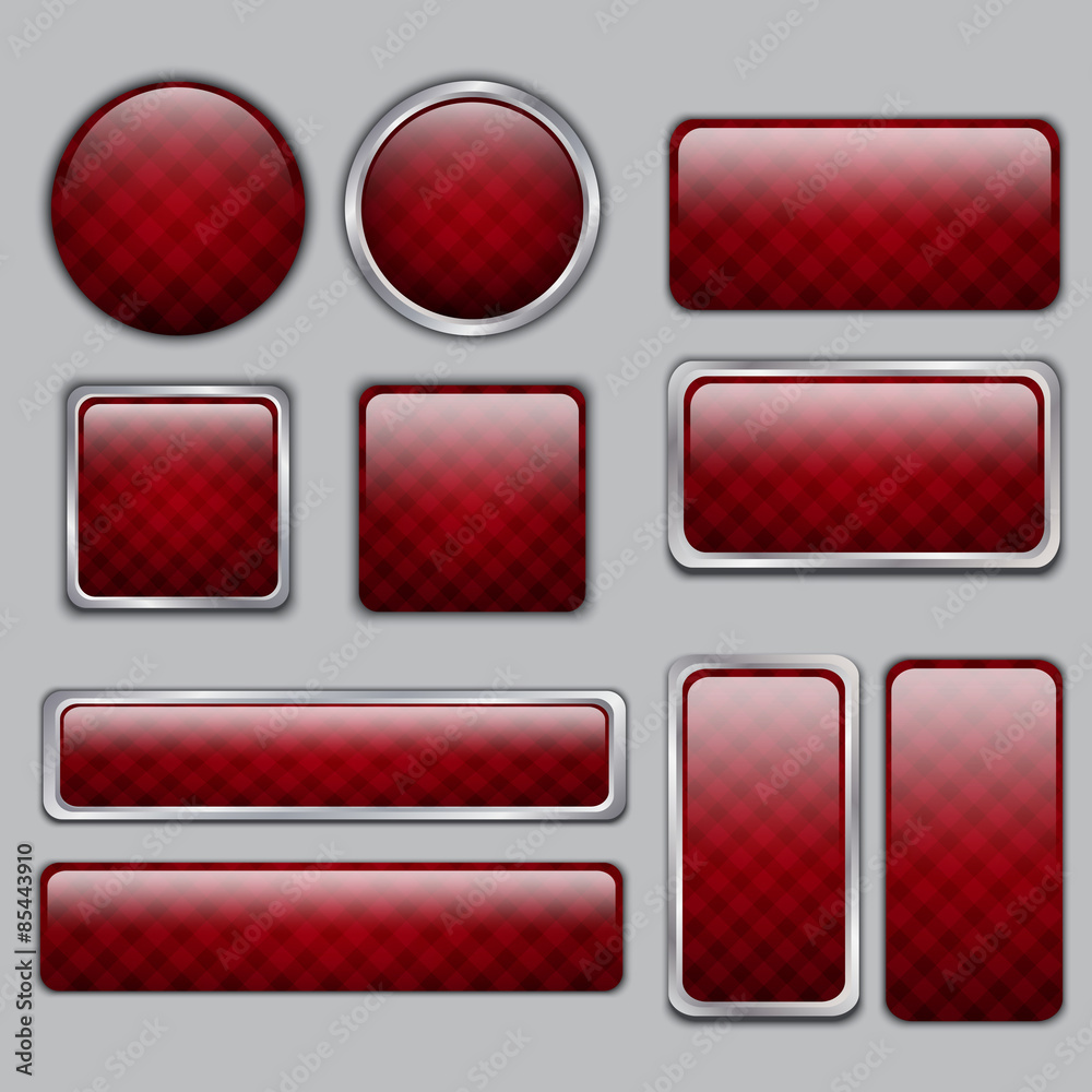 Wall mural glossy red web buttons