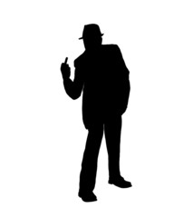 Silhouette of a Man Flipping the Bird