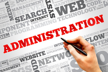 Administration word cloud, security concept