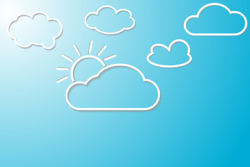 Paper white clouds on blue background