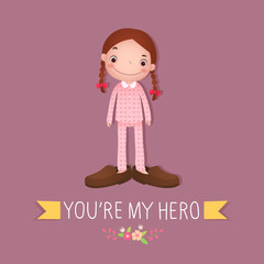 Cute girl wearing in her fathers shoes