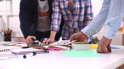 Group of business people working together on white background