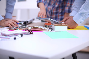 Group of business people working together on white background