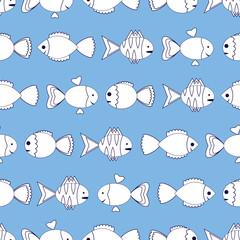 Seamless pattern with colorful fish
