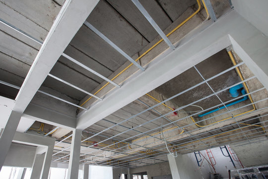 ceiling structure of house construction site