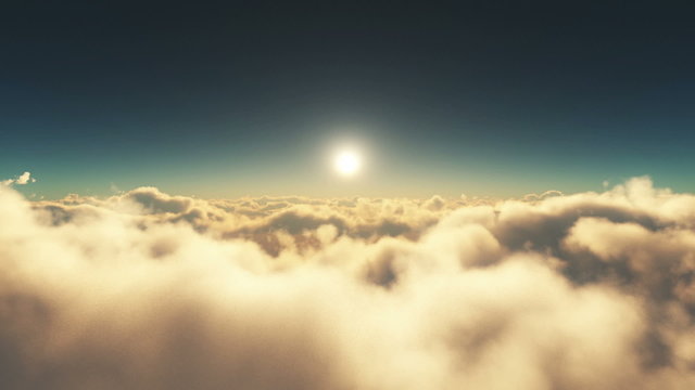 fly over clouds sunset