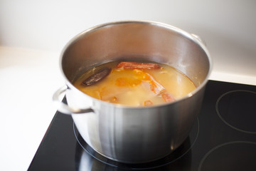 Asturian fabada in pan