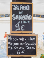 spanish sangria and melon ham menu