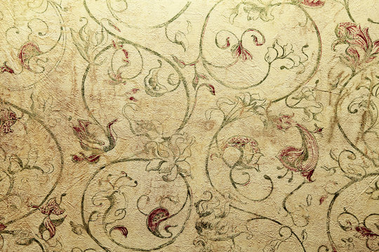 Fototapeta Vintage shabby chic tapeta z kwiatowym wzorem wiktoriańskim