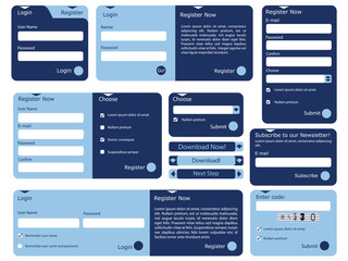 Web form with trendy blue flat design - obrazy, fototapety, plakaty