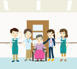 高齢者と福祉スタッフ