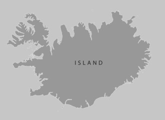 Island - Karte in Grau