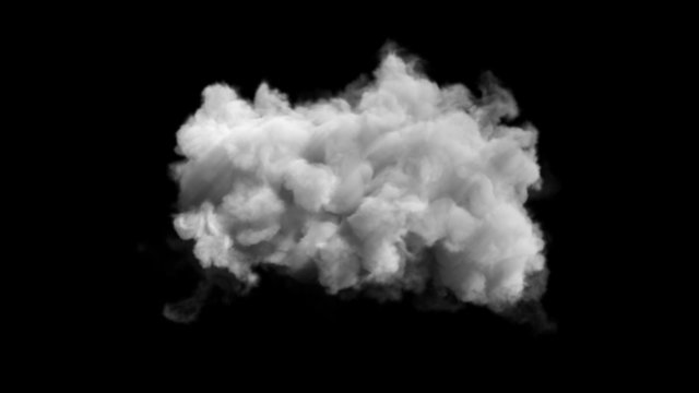 4k billowing cloud footage isolated on black screen with alpha