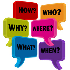 speech bubbles in perspective colorful questions
