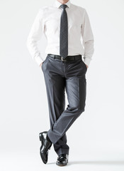 Unrecognizable assured young businessman