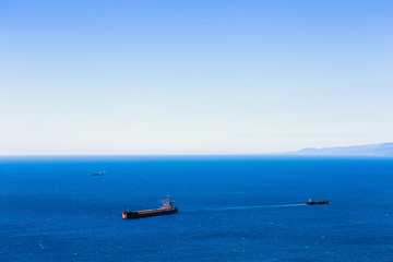 Empty container cargo ship and vessels