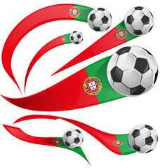 Portugal flag set with soccer ball