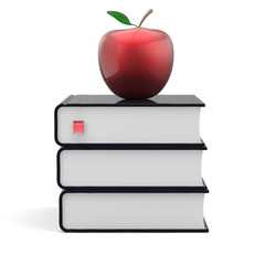 Books three 3 black and red apple textbook stack icon